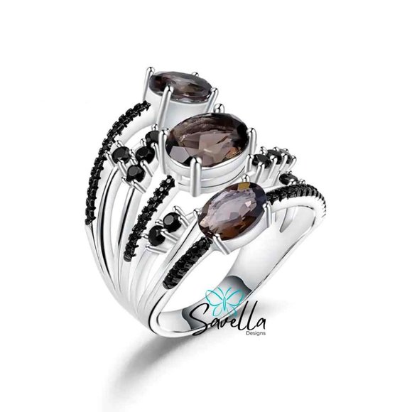 3.30 ct Natural Smoky Quartz Stacking Ring - Picture 1 of 5